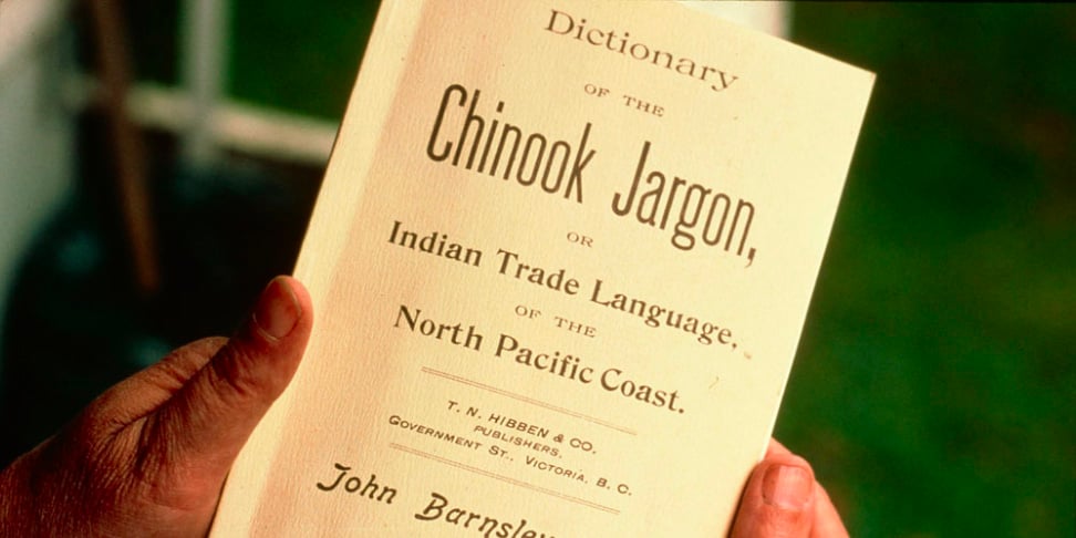 Dictionary of Chinook Jargon (Chinuk Wawa), Coqualeetza Library. Photo: George Mully / George Mully fonds / Library and Archives Canada